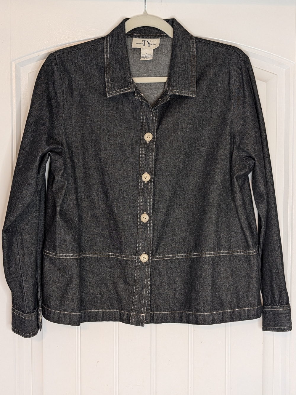 Vintage Originality Wear Petites Dark Denim Button Down Shirt